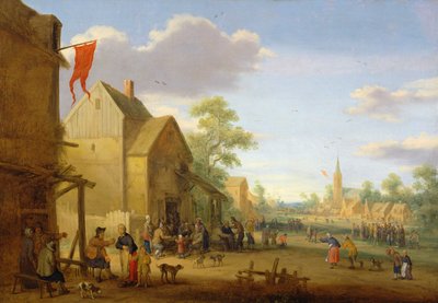 A Village Meeting with Figures Gathered in the Street, 1624 by Joost Cornelisz. Droochsloot